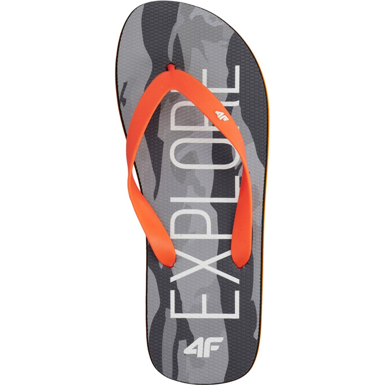 Men's 4F slippers deep black orange H4L19 KLM001 20S grey