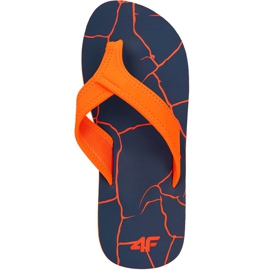 Men's slippers 4F dark navy blue H4L19 KLM004 30S orange
