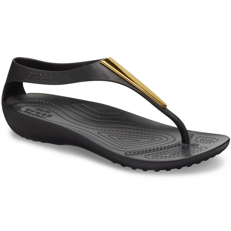 Crocs women's sandals Serena Metallic Bar Fp W black and gold 206420 751 golden Crocs women's sandals Serena Metallic Bar Fp W black and gold 206420 751 golden