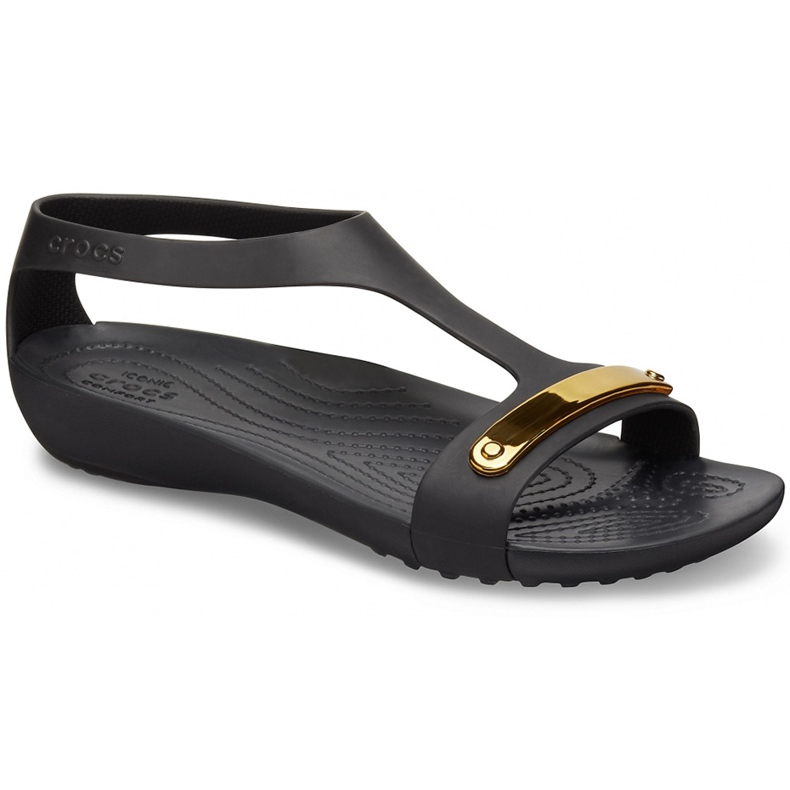 Crocs women's sandals Serena Metallic Bar Sdl W black-gold 206421 751