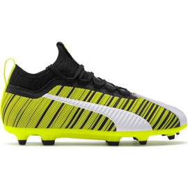 Puma One 5.3 Fg Ag Junior soccer shoes yellow-black-white 105657 03 yellow, white, black