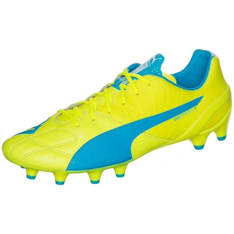 Football boots Puma Evo Speed ​​1.4 Lth Fg yellow-blue 103615 03