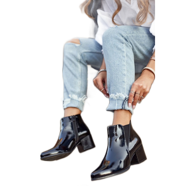 Women's Boots Sergio Leone Lacquered Chelsea Boots Black BT621