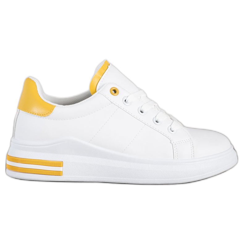 SHELOVET Fashionable Tied Sneakers white yellow