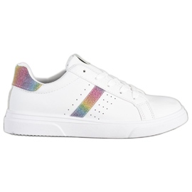 SHELOVET Sport Shoes With Glitter white