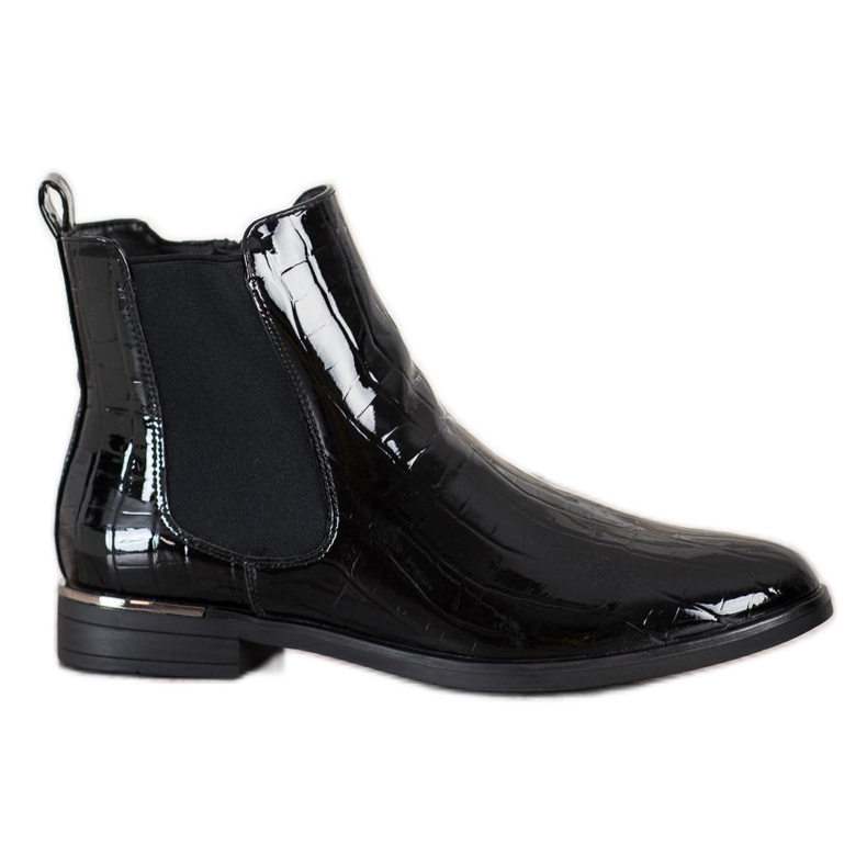 Filippo Black Lacquered Chelsea Boots