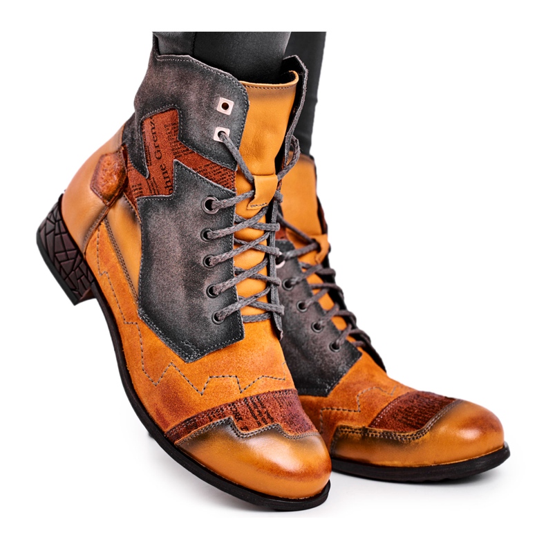 Women's Boots Leather Warm Boots Maciejka Yellow 04625-07 brown