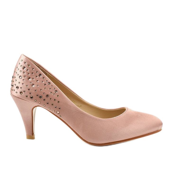 Pink pumps on a pin with cubic zirconia MJ1440