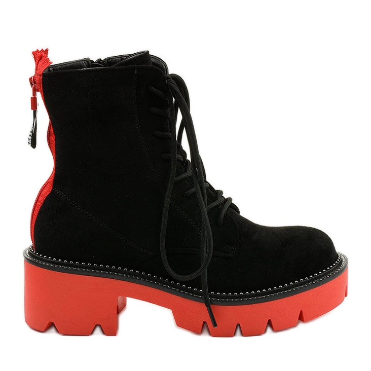 Black suede Centrifugal lace-up ankle boots orange