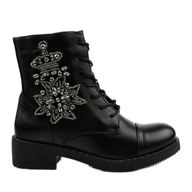 Black boots with decorations Shyvia M620 Black