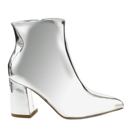 Silver ankle boots on the post SY50P Silver zipper