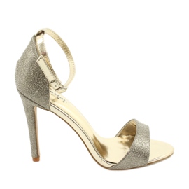 SEA Women's Sandals On A High Heel Glitter Gold Fiver golden