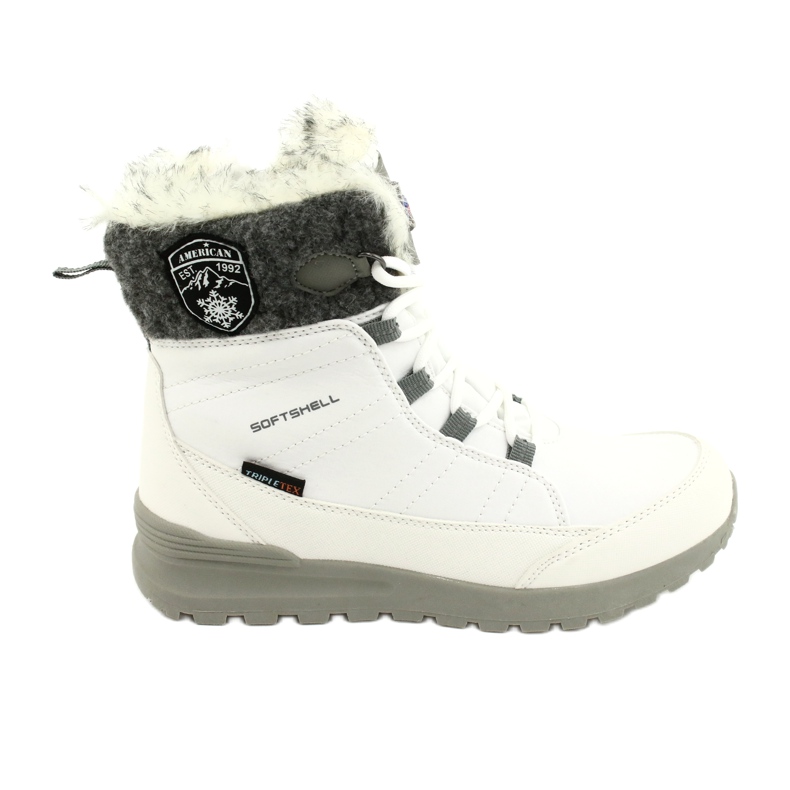 Softshell snow boots with American Club SN26 / 20 membrane white grey