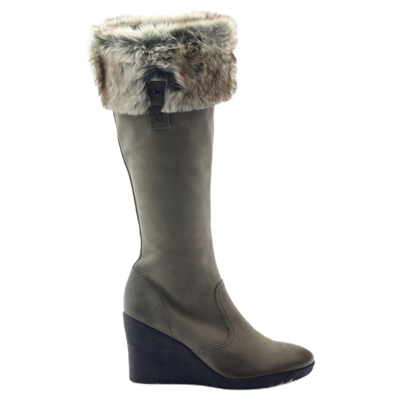 Caprice Leather Boots with Fur 25607 grey