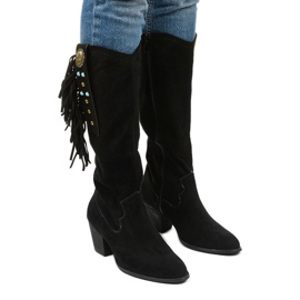 Black suede cowboy boots from Lamimeila