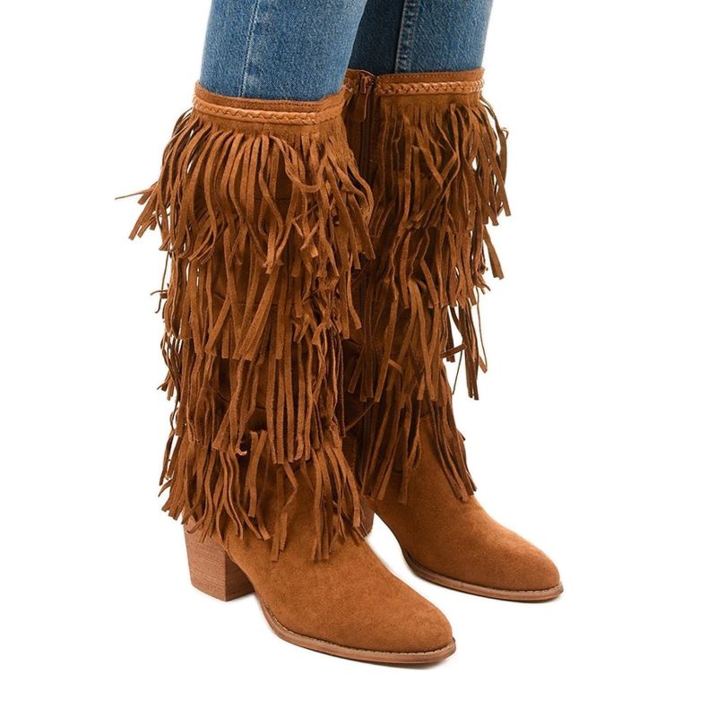 Camel suede cowboy boots Boho Wystila brown
