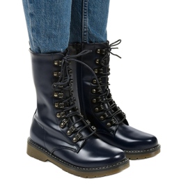 Adrientina navy matte boots navy blue