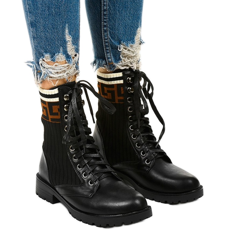 Black boots with a sock Ferniehill beige