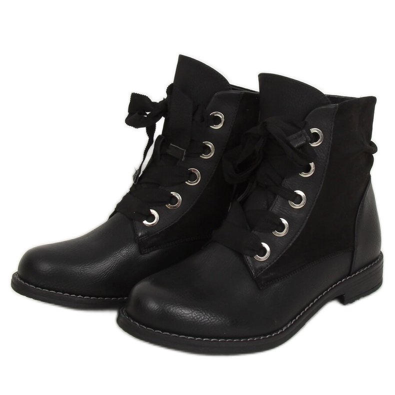 Black lace-up boots 3103 Black