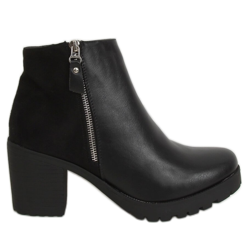Black boots with wide heels J802 Black
