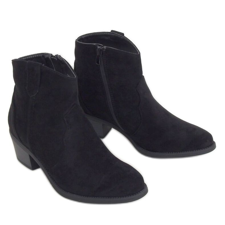 Black Low heel boots black 99-63 Black