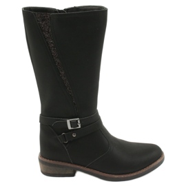 American Club Long boots with glitter black American GC24 / 20