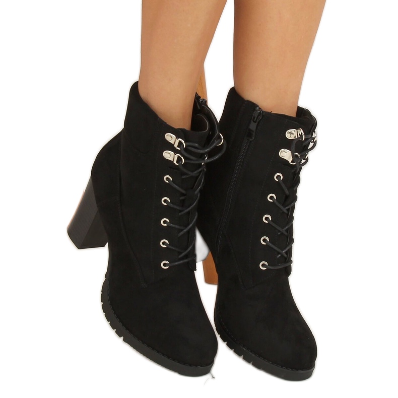 Black high-heeled timber boots BH2568-KB Black