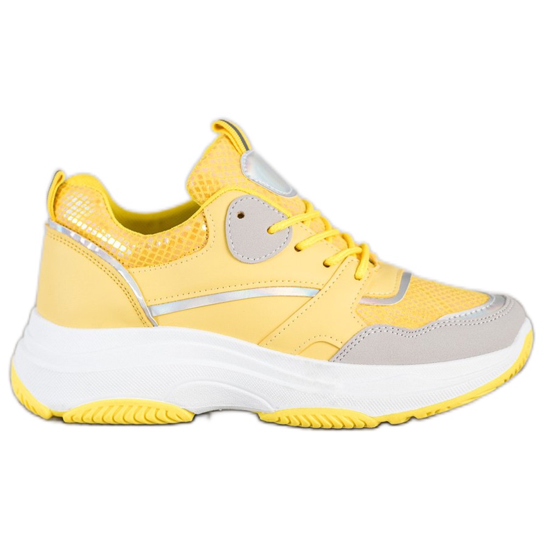 Ideal Shoes Casual Platform Sneakers yellow