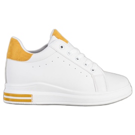 SHELOVET Sports shoes on a wedge white yellow