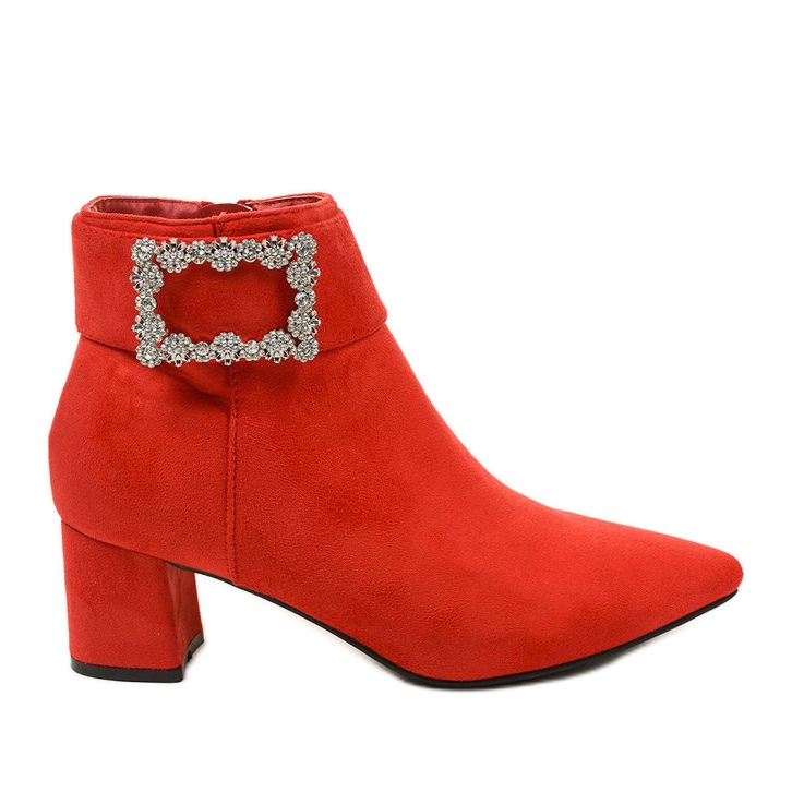 Red ankle boots on the post with the Antipodes zipper