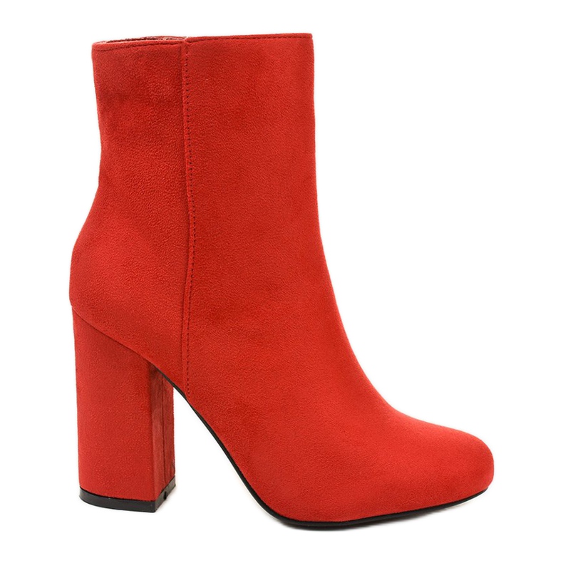 Red suede ankle boots on the Wenonah post