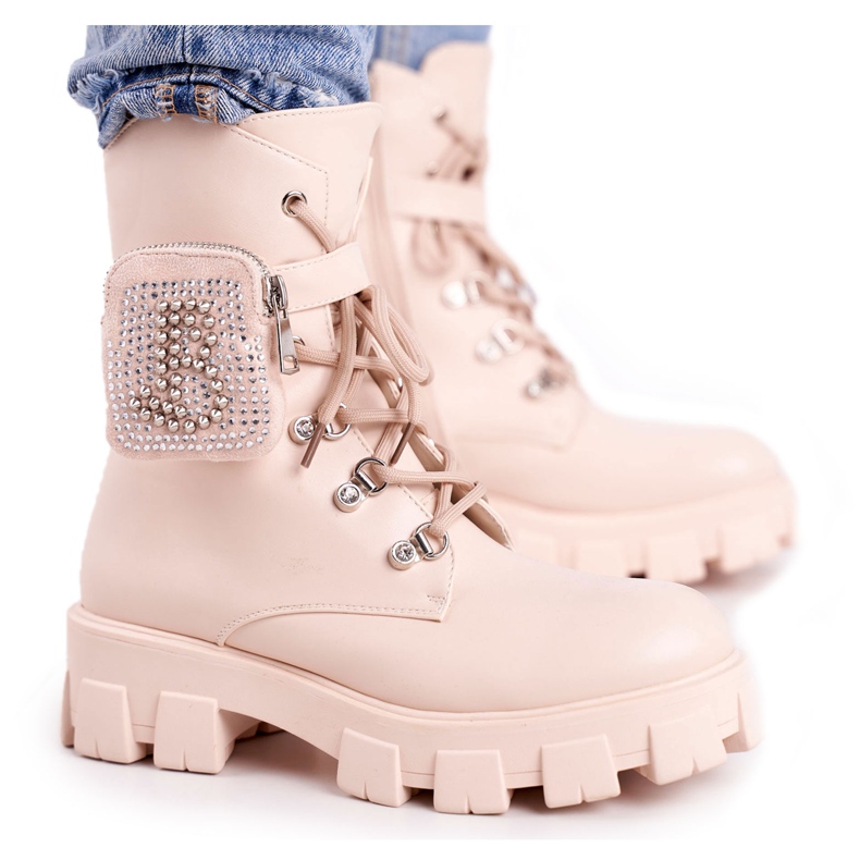 FS1 Women's Boots On The Platform Beige Warm Seoul FS1 Women's Boots On The Platform Beige Warm Seoul