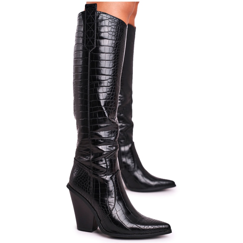 HAN Women's Boots On Heel Black Higher HAN Women's Boots On Heel Black Higher