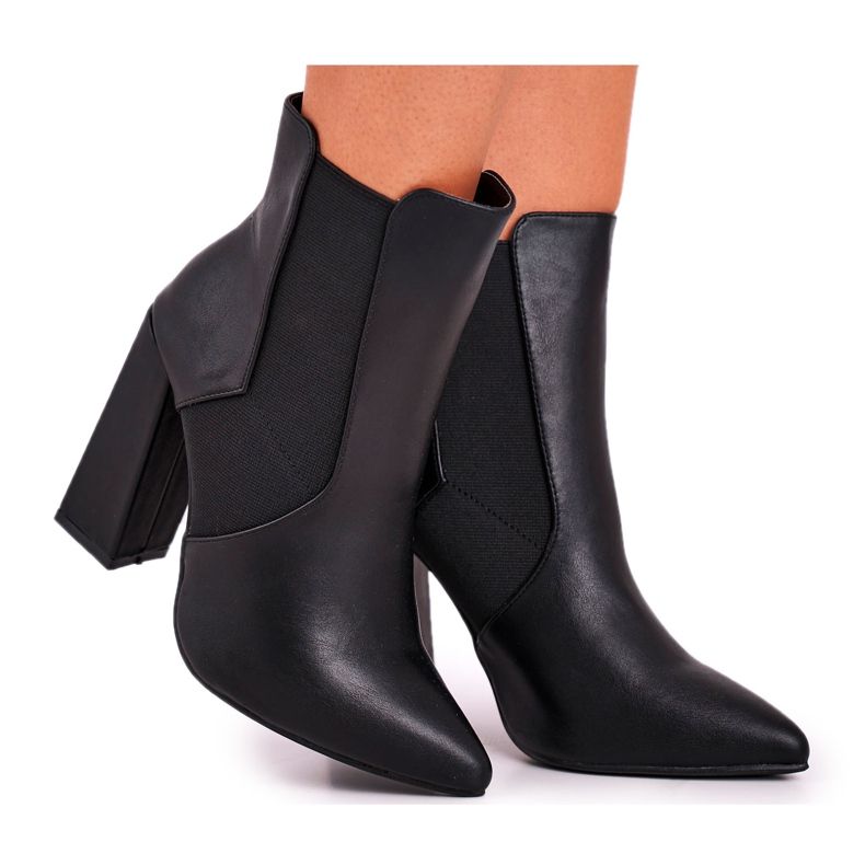 FG1 Women's Boots On A Heel With Cuffs Black Good Vibes
