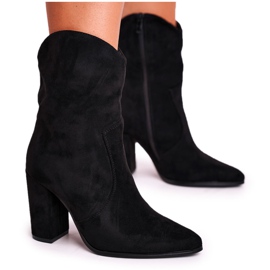 Ideal Women's Boots On High Heel Eco-Suede Black Ecstasy