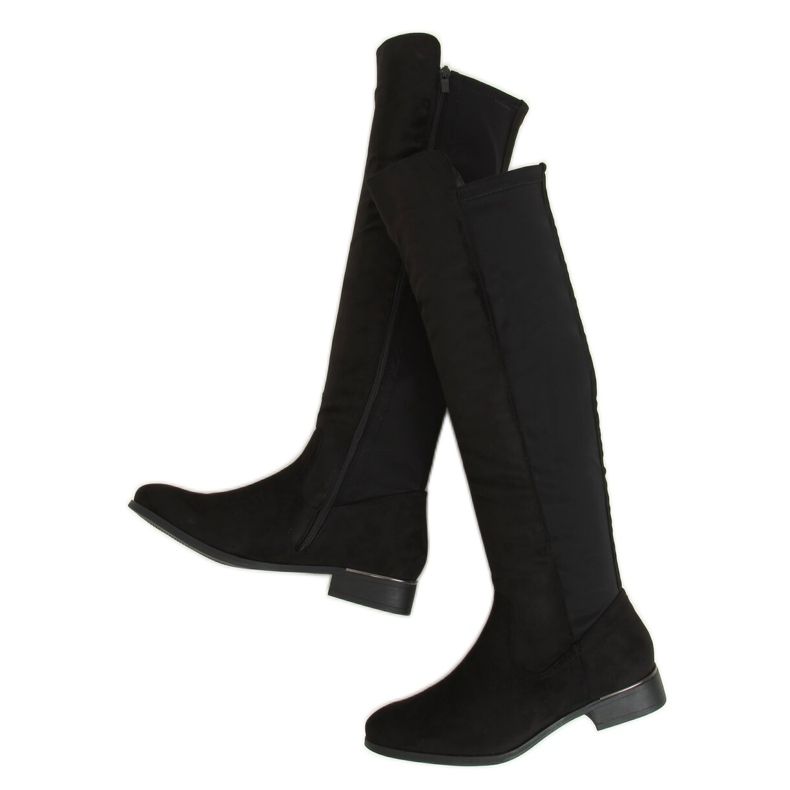 Riding boots with a flexible upper, black B0-281 Black II Quality