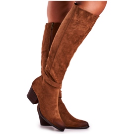 Vinceza Women's Boots On Heel Suede Brown Nevermind