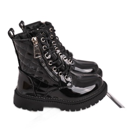 FRROCK Children's Boots Warmed With Fur, Lacquered Black Say You