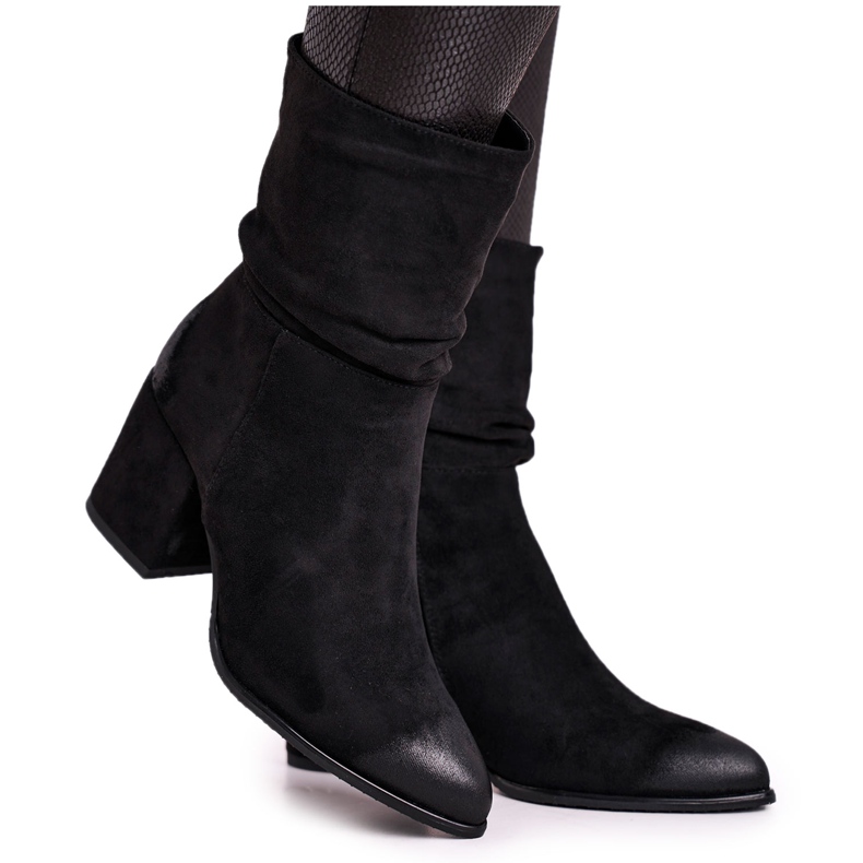 Vinceza Women's Boots On Heel Eco-Suede Black Up Side Vinceza Women's Boots On Heel Eco-Suede Black Up Side