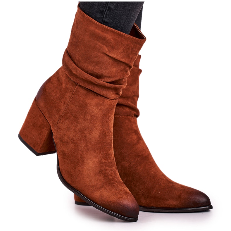Vinceza Women's Eco-Suede Camel Up Side Boots On Heel brown