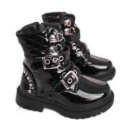 FRROCK Children's Boots Warmed With Fur, Lacquered Black Dolly