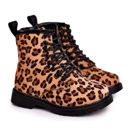 FRROCK Children's boots with a leopard pattern Dafne brown multicolored FRROCK Children's boots with a leopard pattern Dafne brown multicolored