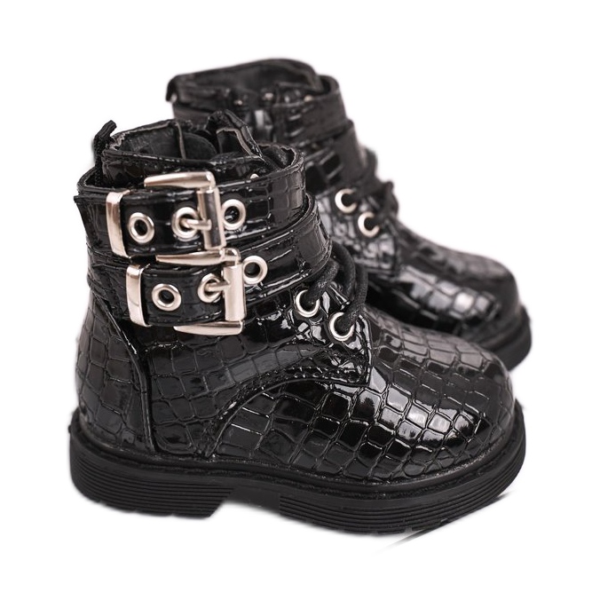 FRROCK Children's Boots Warmed With Fur, Lacquered Black Valentina