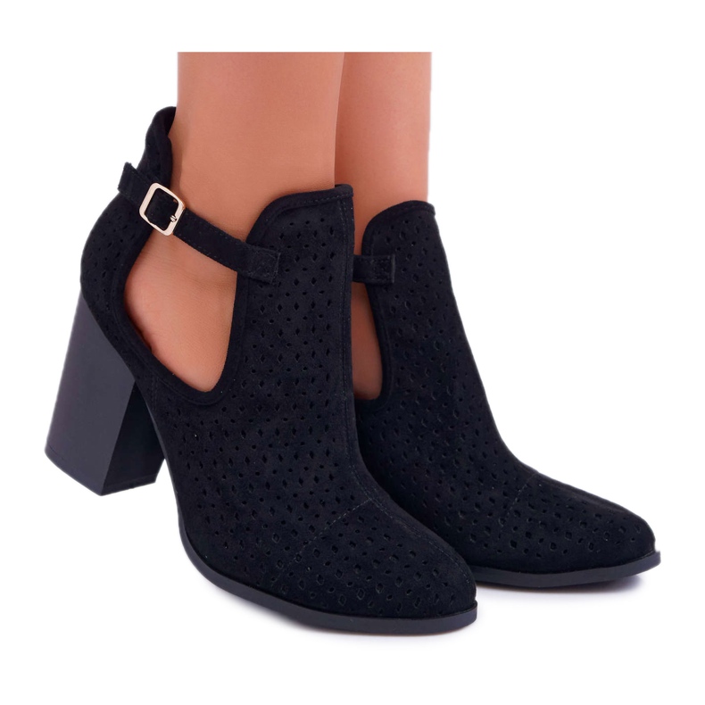 Bellucci Women's Boots On a Heel Openwork With Cutouts Black GoodDay