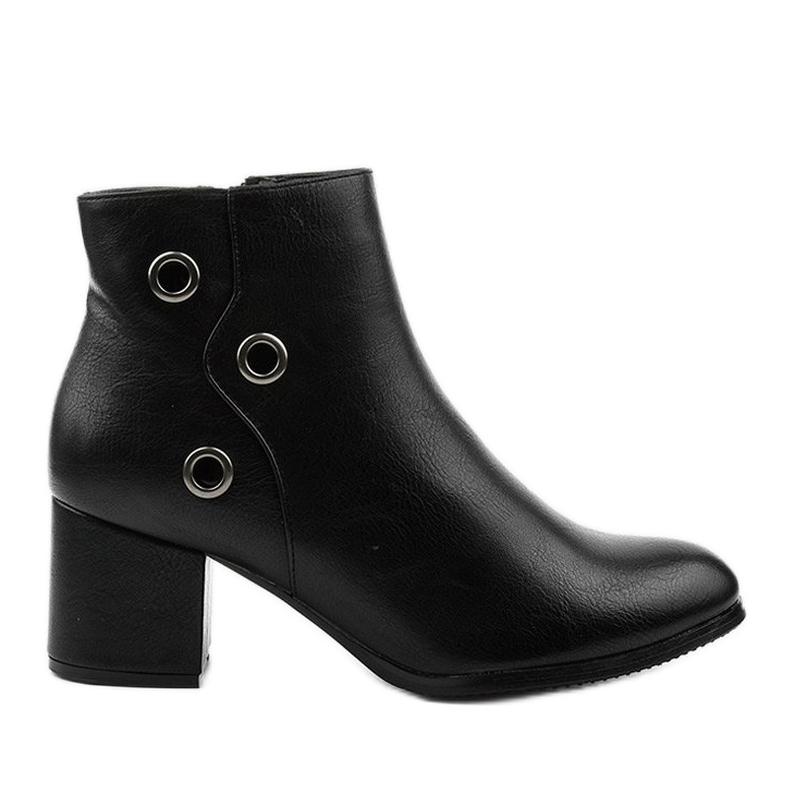 Black boots on the post of eco-leather A8163