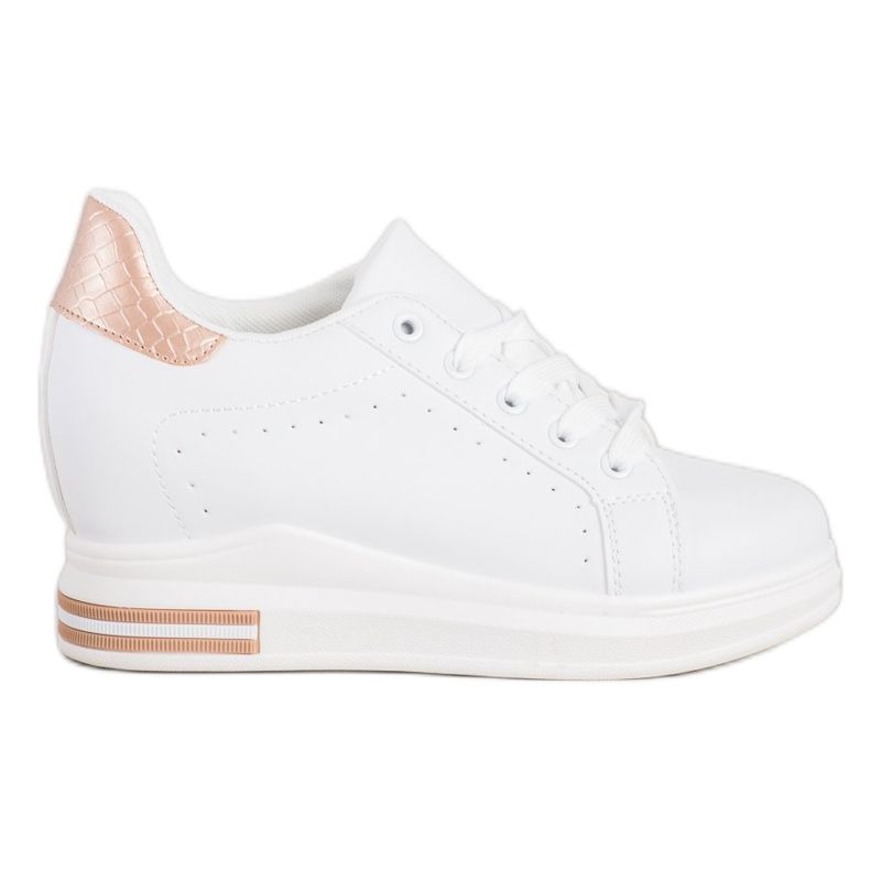 SHELOVET Sports shoes on a wedge white golden