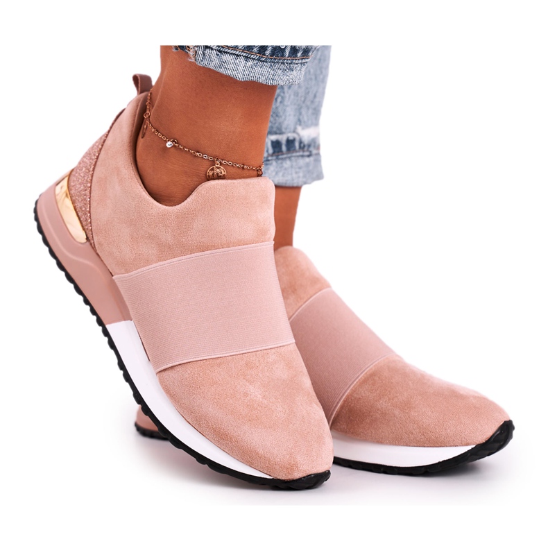 FB2 Women's Sport Shoes Sneakers Slip-on Pink Say Something beige