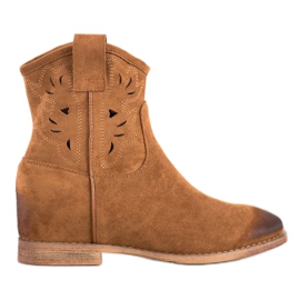 Vinceza Vincez wedge cowboy boots brown yellow Vinceza Vincez wedge cowboy boots brown yellow