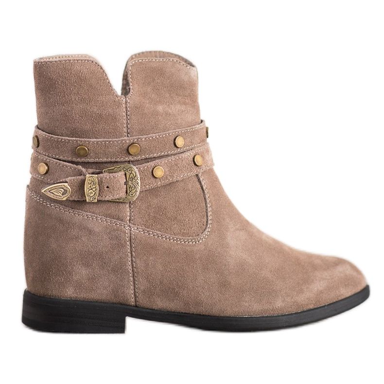 Filippo Decorated Leather Booties beige