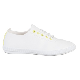 SHELOVET Light Sneakers With Eco Leather white yellow